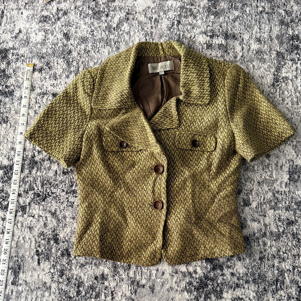 Worth Olive Green Short Sleeve Blazer